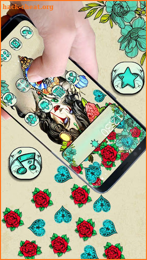 Tattoo Rose Girl Gravity Theme screenshot