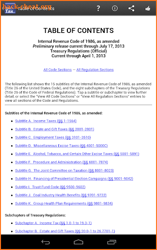 Tax Code and Regs - TouchTax screenshot