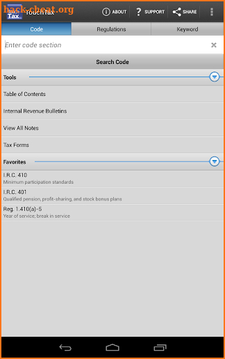 Tax Code and Regs - TouchTax screenshot