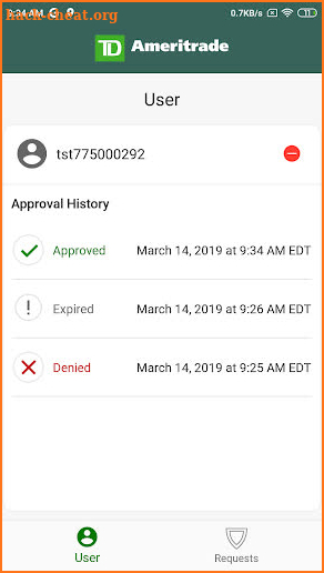 TD Ameritrade Authenticator screenshot