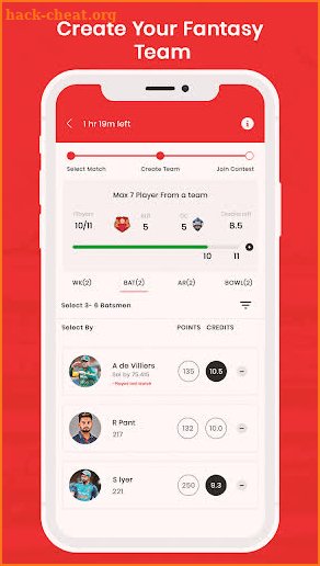 Team 11 - Fantasy Cricket Team screenshot