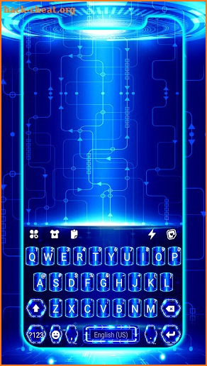 Tech Blue Neon Keyboard Background screenshot