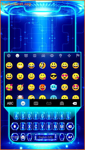 Tech Blue Neon Keyboard Background screenshot