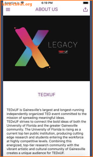 TEDxUF 2019 screenshot