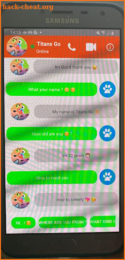 Teen prank Titans Go fake call video and Chat screenshot