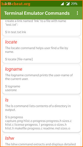 Terminal Emulator Commands screenshot