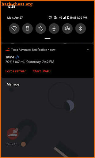 Tesla Advanced Notification screenshot