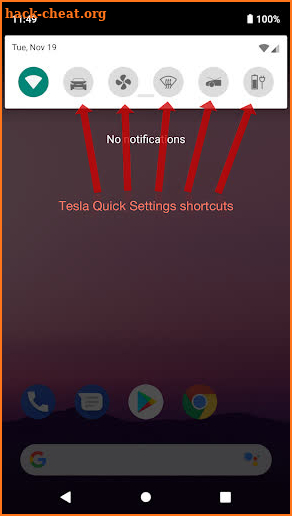 Tesla Quick Settings screenshot