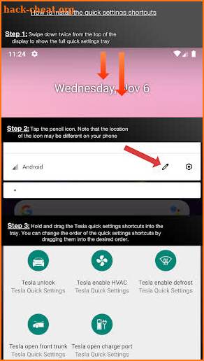 Tesla Quick Settings screenshot