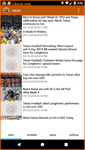 Texas Longhorns Football News screenshot