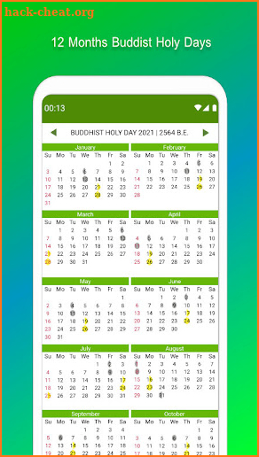 Thailand Buddhist Calendar screenshot