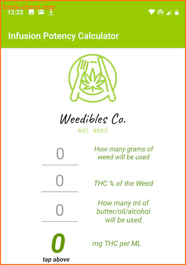 THC Edibles Calculator screenshot