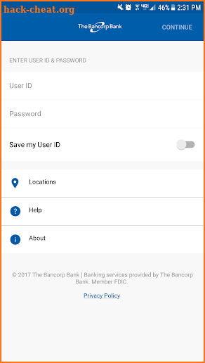 The Bancorp Mobile screenshot