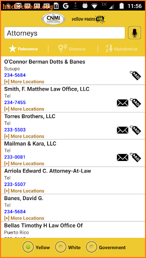 The CNMI Phone Book screenshot