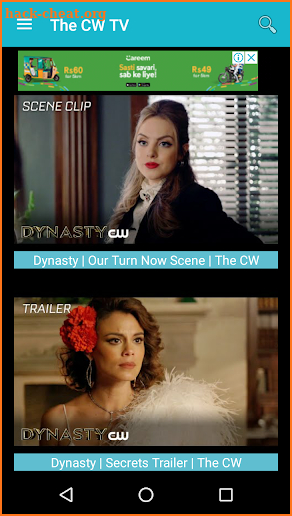 The CW TV app screenshot