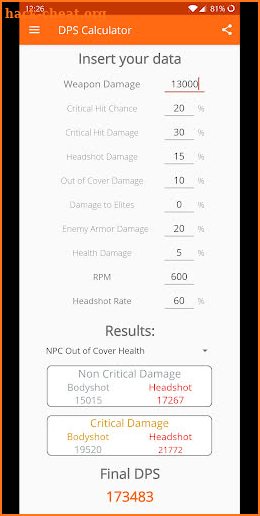 The Division 2: DPS Calculator screenshot