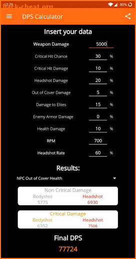 The Division 2: DPS Calculator screenshot