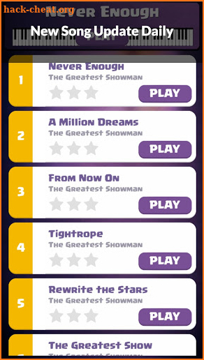 The Greatest Showman Piano Tiles screenshot