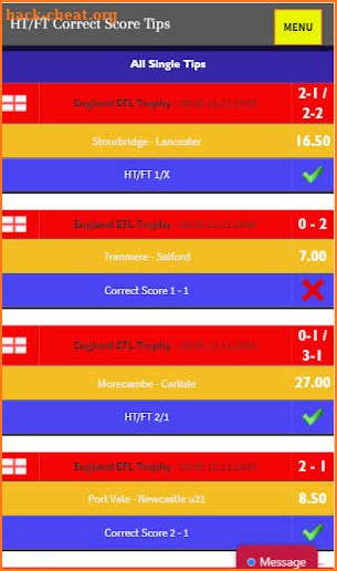 The HT/FT And Correct Score Tips screenshot