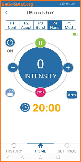 The iSoothe® 3-in-1 Wireless Electrotherapy device screenshot