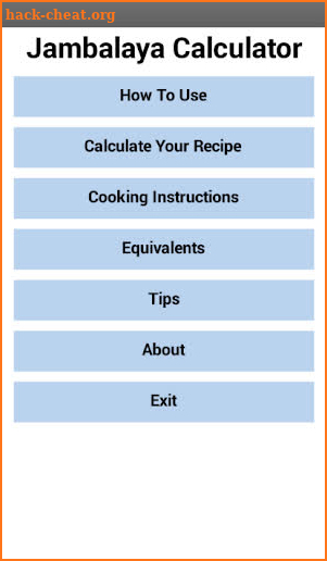 The Jambalaya Calculator screenshot