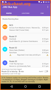 The JMU Bus App screenshot