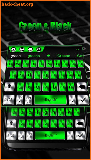 The metallic green keyboard theme screenshot