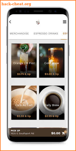 The Mocha Nut Coffee App screenshot