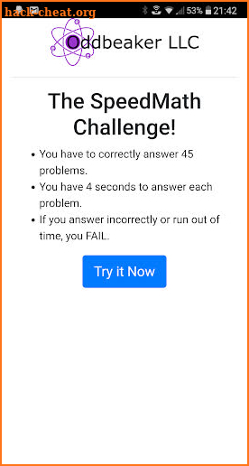 The SpeedMath Challenge screenshot