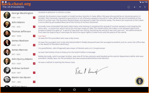 The US Presidents screenshot