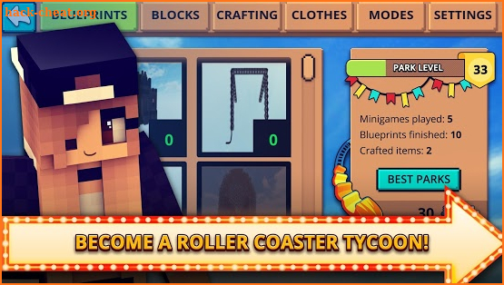 Theme Park Craft 2: Build & Ride Roller Coaster screenshot