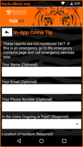 TigerSafe screenshot