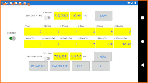 TimeDateCalculator screenshot