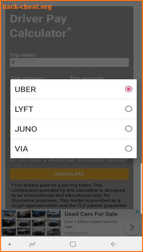 TLC Driver Pay Calculator screenshot