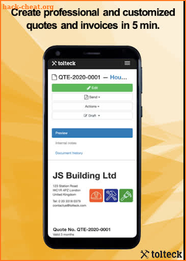 Tolteck Quote & Invoicing build for tradesman screenshot