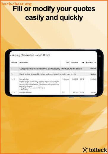 Tolteck Quote & Invoicing build for tradesman screenshot