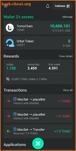 Tomo Wallet screenshot