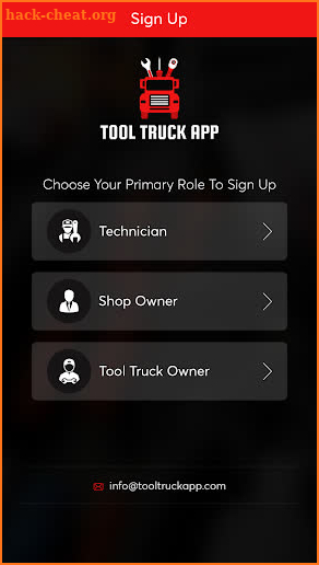 TOOL TRUCK APP screenshot