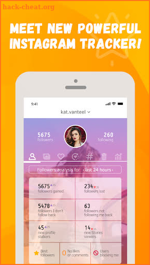 TrackMe - follower analyics screenshot