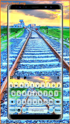 Train Track Sunset Keyboard Background screenshot