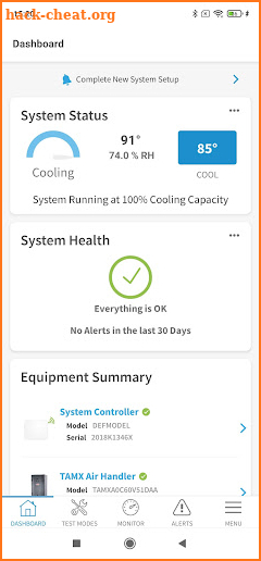 Trane® Diagnostics screenshot