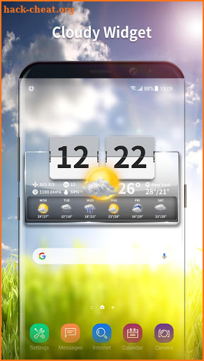 Transparent temperature forecast widget&clock screenshot