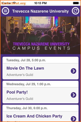 Trevecca Nazarene Events screenshot