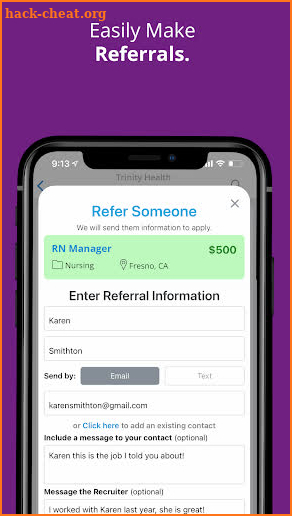 Trinity Health Referral Reward screenshot