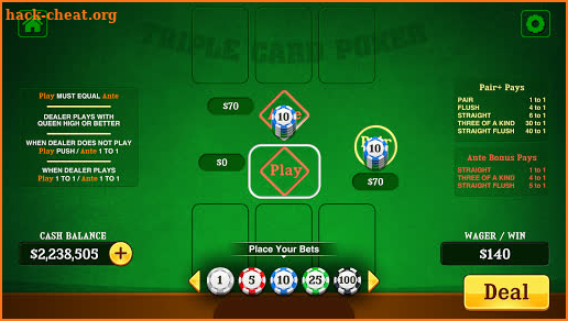 Triple Card Poker screenshot