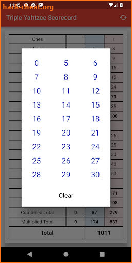 Triple Yahtzee Score Sheet screenshot