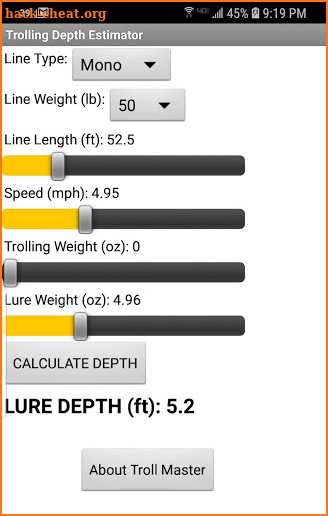 Troll Master - Trolling Lure Depth Calculator screenshot