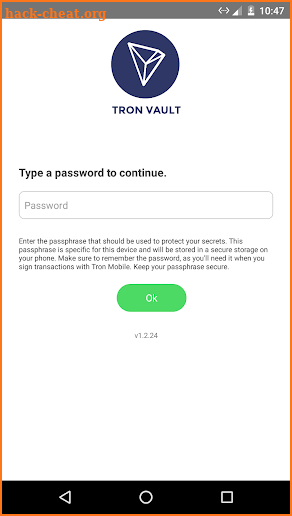 TronVault - Cold Wallet for TRON screenshot