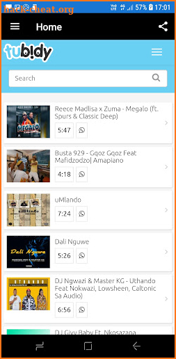 Tubidy music and videos app screenshot