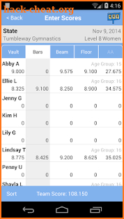 TumbleTally Gymnastics Tracker screenshot